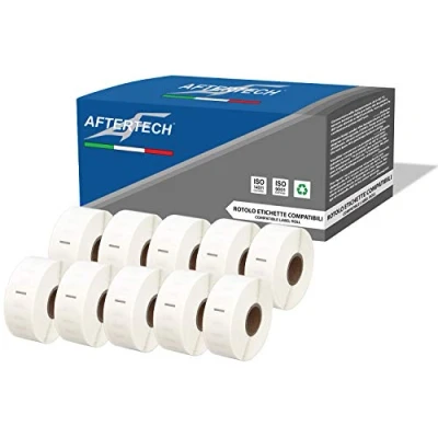 Image of Aftertech 10x 11352 25x54mm Compatible Adhesive Labels Rolls (500 Labels/Roll = 5000 Total) for Dymo LabelWriter Seiko SLP Printer Labeling Machines S0722520 10x11352