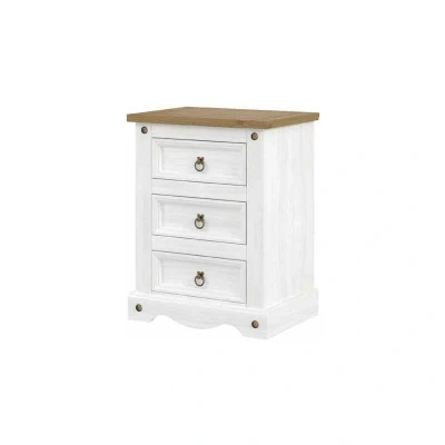 Image of Core Products Corona White 3 Drawer Bedside Cabinet