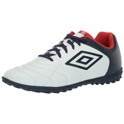 Image of Umbro Men&#039;s Classico Xi Tf Soccer Turf Shoe, White/Navy/Red, 12
