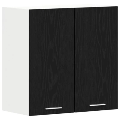 Image of vidaXL kitchen cabinet black oak/black engineered wood one door wall mounted 60x31x60 cm indoor storage unit