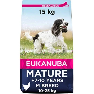 Image of Eukanuba Complete Dry Dog Food for Mature Senior Medium Breeds with Fresh Chicken 15 kg