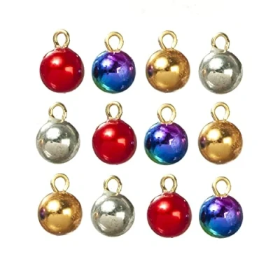 Image of Melody Jane Dolls House 12 Assorted Baubles Miniature Christmas Tree Ornament Decorations