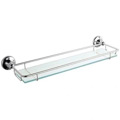 Image of Milano Elizabeth Traditional Wall Mounted Bathroom Glass Shelf Chrome Frame