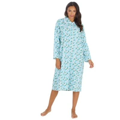Image of Undercover Ladies Flannel Long Sleeve Nightie 34B2003 Blue 10 12