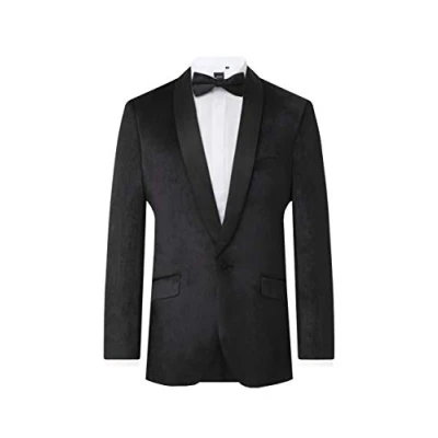 Image of Dobell Mens Black Tuxedo Dinner Jacket Slim Fit Velvet Shawl Lapel 38R