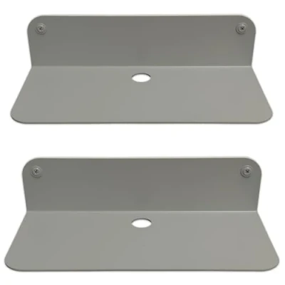 Image of Galleksa Set of 2 Floating Metal Wall Mounted Shelves 24cm Gray