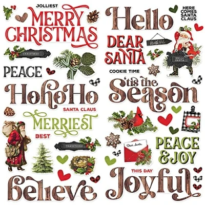 Image of Simple Vintage Christmas Lodge Foam Stickers 50/Pkg SVCL8427