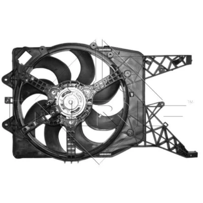 Image of 1341399, 55702236 Cooling fan NRF 47689 405mm 12V 440W with radiator shroud VAUXHALL: Corsa Mk3, OPEL: D Hatchback