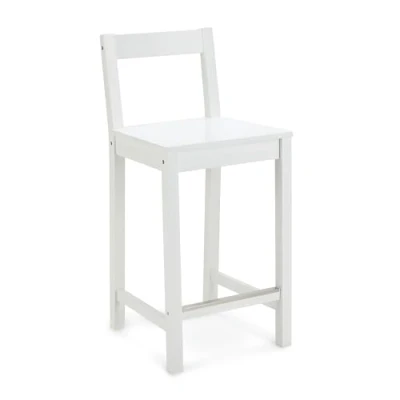 Image of Amazon Basics Wooden Bar Stool with Backrest, White, 1 Unit