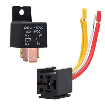 Image of Ehdis 1 Pack Car Relay 12V 80 APM 4 Pin, Changeover With Socket Holder for Truck, Motor, Heavy Duty On/Off Normally Open SPST Plug Wire
