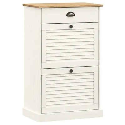 Image of vidaXL Shoe Cabinet Rack Storage Cupboard VIGO White Solid Wood Pine