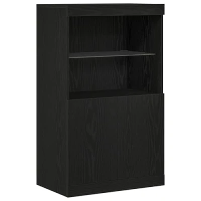 Image of vidaXL Sideboard with LED Lights Black Oak 60x37x100 cm