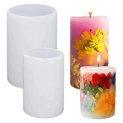 Image of CENPEK 2Pcs Pillar Candle Mould, Cylinder Silicone Mould DIY Resin Casting Mold for Making Wax Moulds, Soaps, Flower Specimen