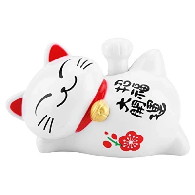 Image of Fortune Cat, Feng Shui Maneki Neko Japanese Lucky Cat Waving Arm Good Luck Wealth Welcoming Cats for Home Office and Car décor(#1)