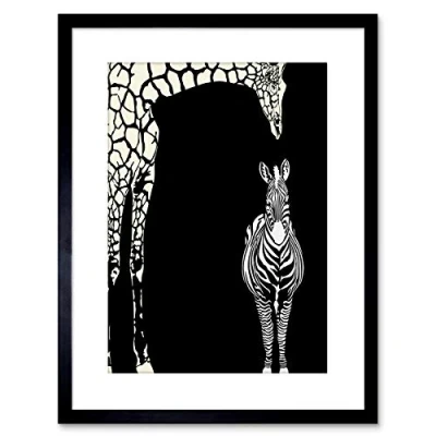 Image of Wee Blue Coo Painting Illustration Abstract Zebra Giraffe Zoo Framed Wall Art Print
