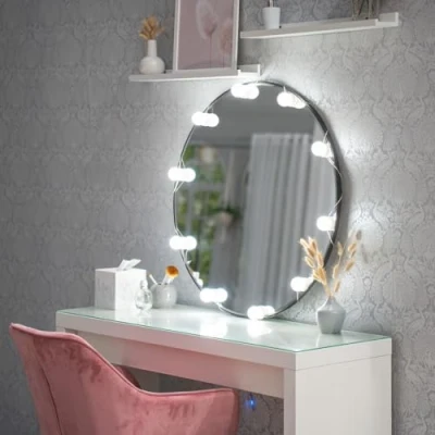Image of Stick on Hollywood Mirror Lights LED Vanity Bulbs Light Kit with 10 Dimmable Bulbs, 3 Colour Changing Mode and Brightness USB Cable Adjustable for Bedroom Dressing Table