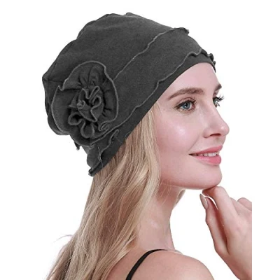 Image of osvyo Chemo Headwear Turban Cap for Women Cancer Beanie Hair Loss Sealed Packaging Dark Grey