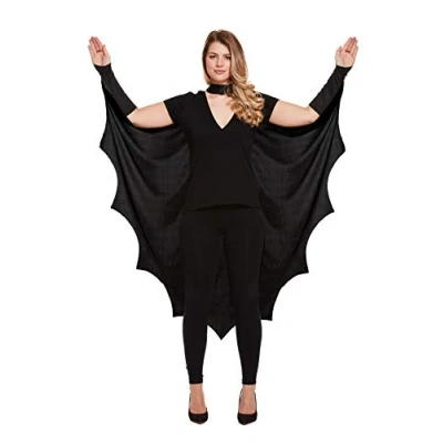 Image of HENBRANDT Adult’s Black Bat Cape Costume Accessory Winged Scary Fancy Dress Outfit Vampire Wings Witch One Size Halloween for Women and Men