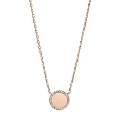 Image of Fossil Necklace for Women , 40.6 cm Length, 5.1 Extension Rose Gold Stainless Steel Necklace, JOF00491791