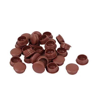 Image of Plastic Furniture Cap Screw Cover Tube Insert for 14 mm Diameter Hole 30 Pieces Brown