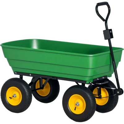 Image of Outsunny New Garden Heavy Duty Utility 4 Wheel Trolley Cart Dump Wheelbarrow Tipper Truck845 636V01