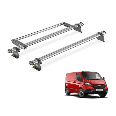 Image of Van Guard Trade Roof Rack for Ford Transit Custom (2013 2024 GEN1) 2 Steel Bars &amp; Rear Ladder Roller [Only Suitable Standard Models with Tailgate] UltiBar SB304 2/VGR 10
