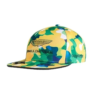 Image of Aston Martin Formula One Team 2023 Fernando Alonso Brazil GP Special Edition Baseball Cap Official Merchandise Green/White/Yellow