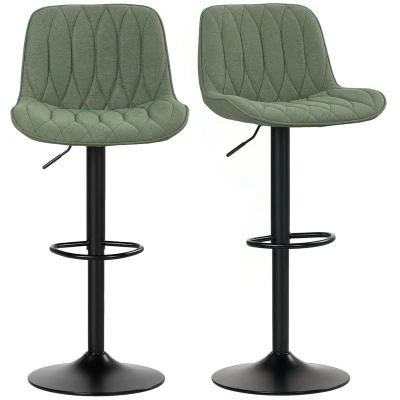 Image of HOMCOM Bar Stools Set of 2 Modern Armless Chairs Green