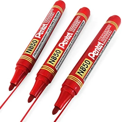 Image of Pentel N850 Permanent Marker Pens 4.2mm Bullet Tip Pack of 3 Red