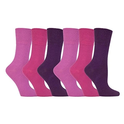 Image of Gentle Grip 6 pairs diabetic socks woman without elastic band printed 37 42 eur, Pink,