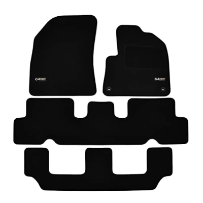 Image of Logo Tailored Black floor Car Mats for C4 Grand Picasso mk2 2013 up 7 seats