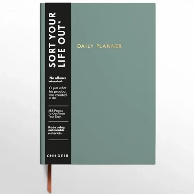 Image of Ohh Deer Daily Planner Notebook A5 To Do List 288 Page Undated Organiser Hourly Planner, Notes 2024 Diary for New Job, Home or University Sunset Mountains