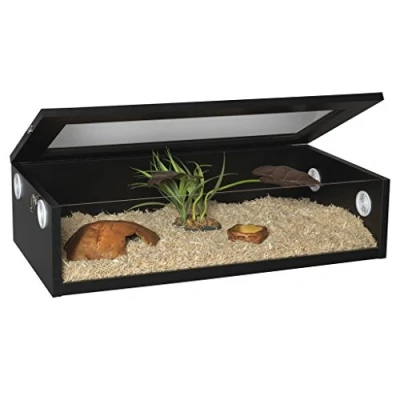 Image of HabiStat Black Terrainium L76 x D38 H20cm (30 15 8&quot;) Tall Reptile Enclosure Easy Access Simple Set Up Glass Terrarium Accessories