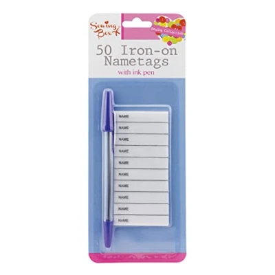 Image of Sewing box 50 Iron on Nametags with Ink Pen