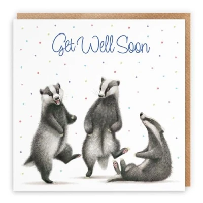 Image of Hunts England Badgers Get Well Soon Card For Him, Her Milo&#039;s Gallery Wildlife Feel Better Animal Lovers Boys, Girls, Men, Women