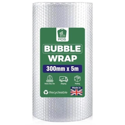 Image of PDS 1 Roll 300mm x 5m Large Bubble Wrap Small Air Bubbles Packaging for House Moving &amp; Packing Storage Boxes (1, 5m)