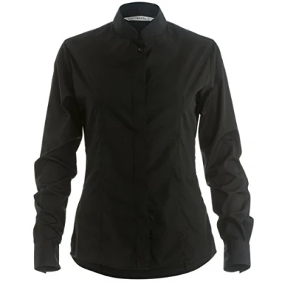 Image of Kustom Kit Womens/Ladies Mandarin Collar Fitted Long Sleeve Shirt (16) (Black)