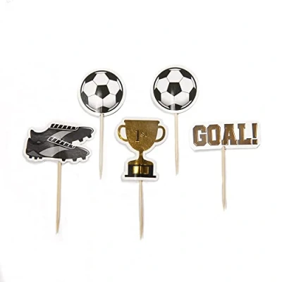 Image of Anniversary House 12 Pcs Football Cake Toppers, 3 5 Centimeters Cupcake Paper, Party Decorations, J146