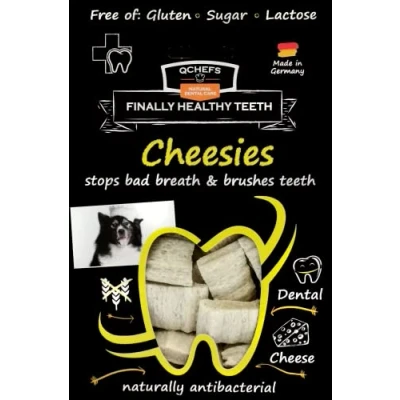Image of Qchefs Cheesies Dogs Dental Care Snack Chews against Bad Breath &amp; Gingivitis Scaler treat Cheese naturally antibacterial…