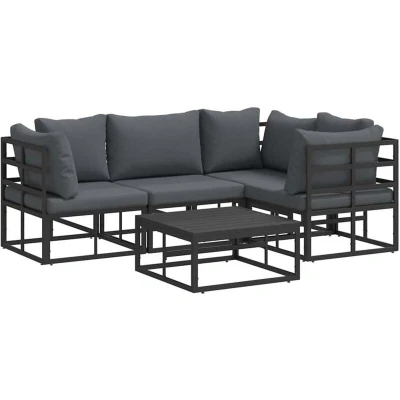 Image of Vidaxl Garden Sofa Set 5 pcs Black 70 x 32 cm Aluminium