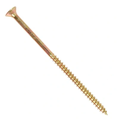 Image of 100x Threaded M6 x 100mm Double Countersunk Wood Screws Yellow Zinc Finish