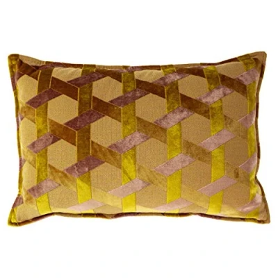 Image of Paoletti Delano Polyester Filled Cushion, Ochre/Blush, 40 x 60cm