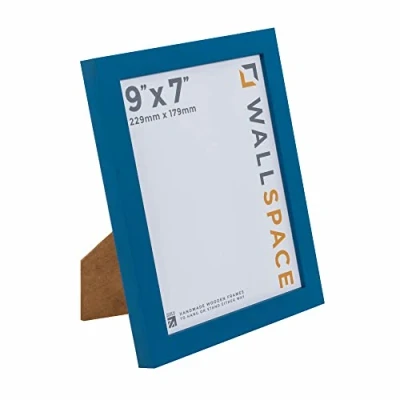 Image of Wall Space 9x7 Blue Frame Modern Photo 9 x 7 inch Wooden 7x9 Frames Picture made from SOLID WOOD REAL GLASS