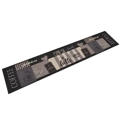 Image of vidaXL Kitchen Rug Washable Coffee Black 60x300 cm Velvet