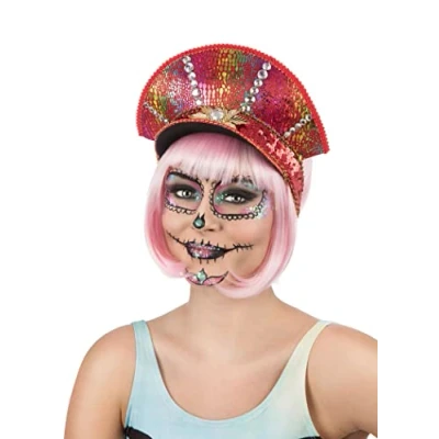 Image of Bristol Novelty BH732 Military Hat, Metallic Adult Fancy Dress, Men, Women, Pink Party