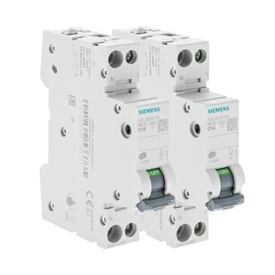 Image of Siemens Set of 2 Electric Circuit Breakers Phase + Neutral 10A