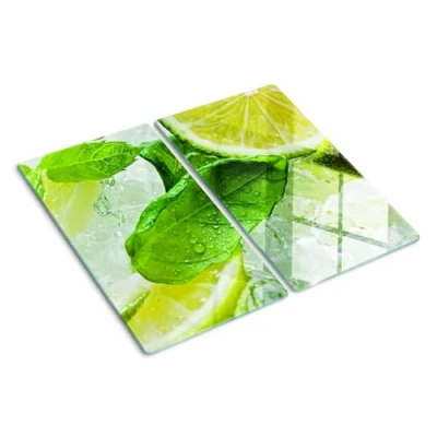 Image of Tulup Glass Chopping Board Cutting Tempered 2x30x52 cm Protection 2x11.8x20.5 inches Kitchen Splashback Lime with ice Cream