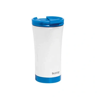 Image of Leitz WOW Travel Mug, Stainless Steel, Thermal Insulation for Hot and Cold Beverages, Reusable Blue
