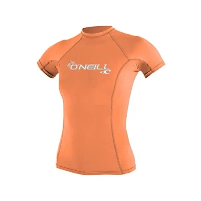 Image of O&#039;Neill Wetsuits Women&#039;s Men&#039;s Basic Skins Short Sleeve Sun Shirt Rash Vest, Light Grapefruit, S UK