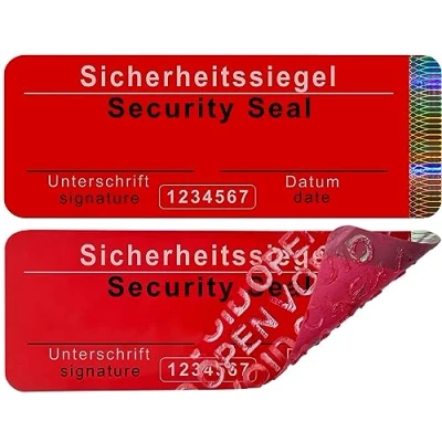 Image of 1000 pcs Security Seal with Serial Number Without Residue 70x25mm red, writable, Tamper Proof Seal, Sticker, Warranty Labels, self Adhesive Label, Stickers